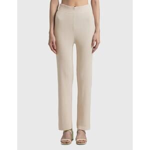 Jonathan Simkhai Blaise Cream Straight Leg Chantilly Ribbed Knit Pant SMALL